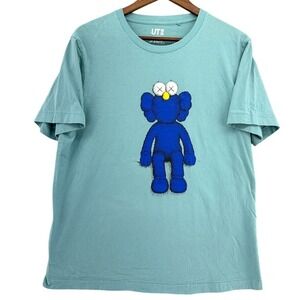 Kaws x Uniqlo Blue BFF Companion Tee SZ L 2016 Collab Streetwear Street Fashion